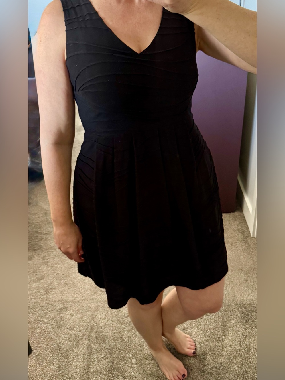 Classic Black V-Neck Fit & Flare Dress